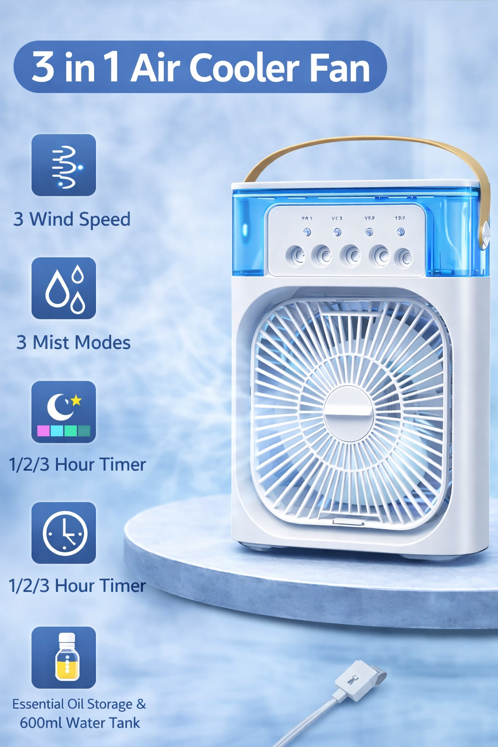 3 In 1 Portable Air Conditioner Fan