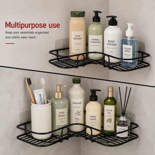 Multi Purpose Self-Adhesive Bathroom Corner Rack (Pack of 2)