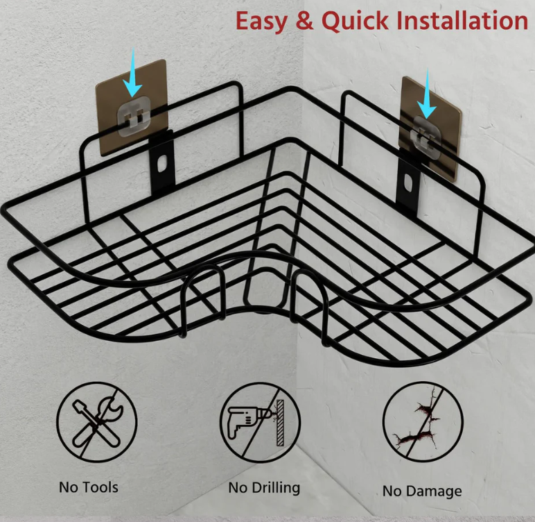 Multi Purpose Self-Adhesive Bathroom Corner Rack (Pack of 2)