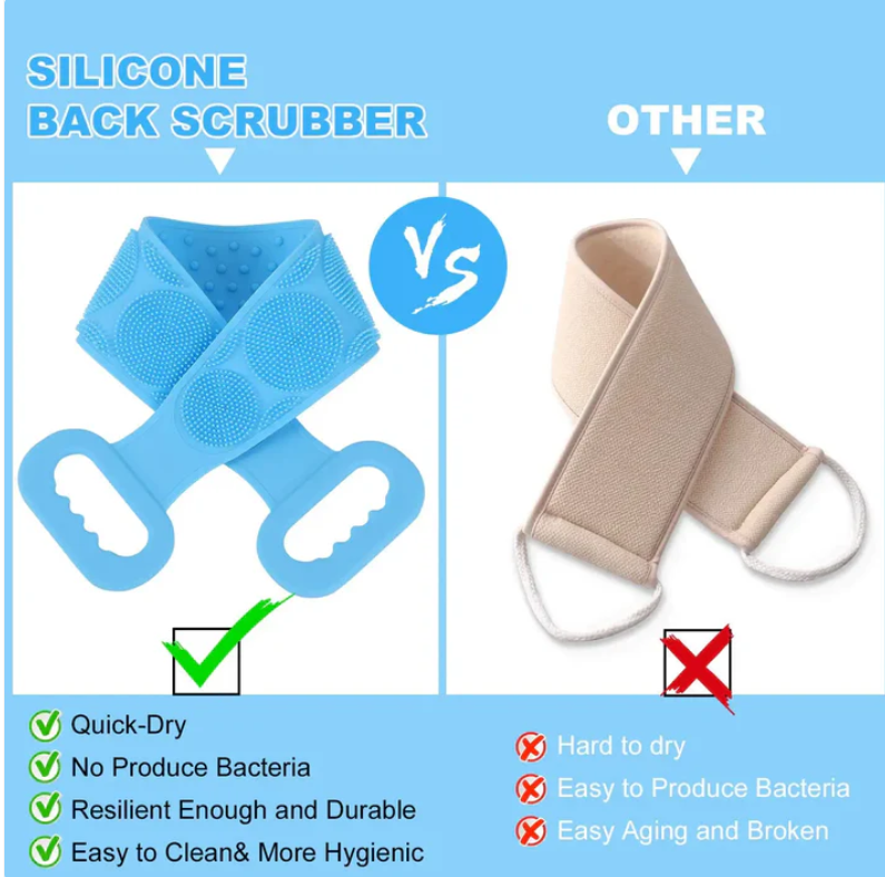Eco-Friendly Silicone Bath Brush with Long Handle