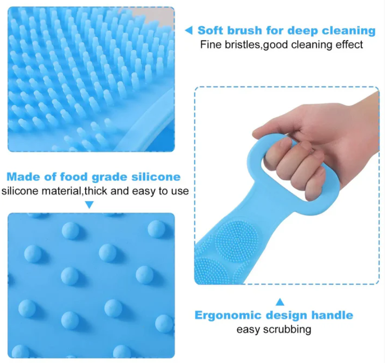 Eco-Friendly Silicone Bath Brush with Long Handle
