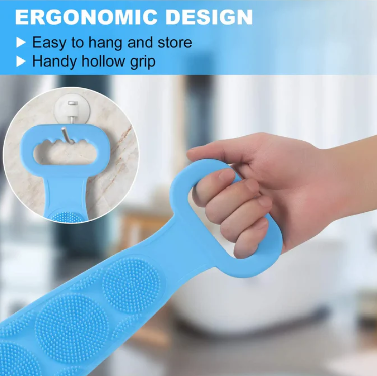 Eco-Friendly Silicone Bath Brush with Long Handle